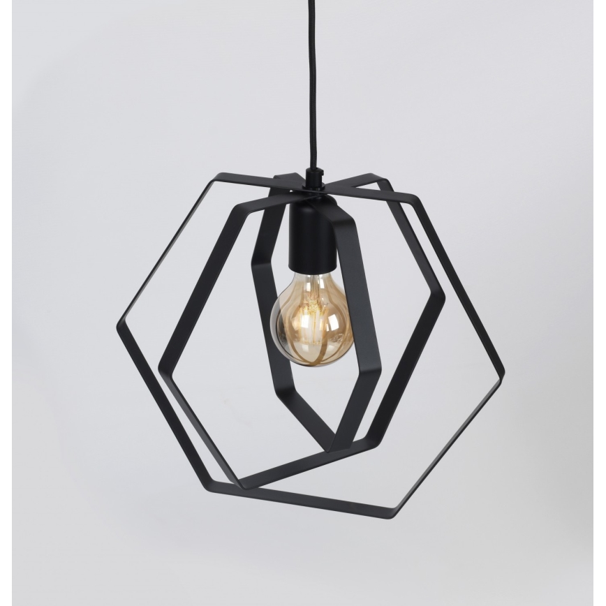 Lustra uz auklas HEXAGON 3xE27/60W/230V melna apaļa