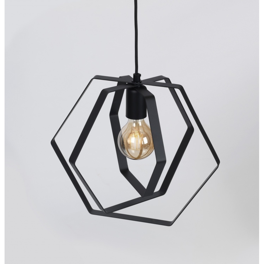 Lustra uz auklas HEXAGON 3xE27/60W/230V melna