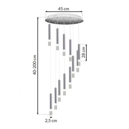 Lustra uz auklas ICE 12xLED/1W/230V