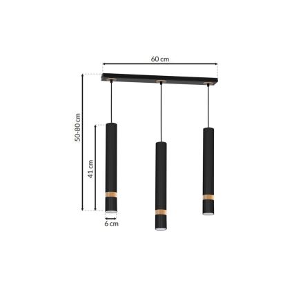 Lustra uz auklas JOKER BLACK WOOD 3xGU10/8W/230V