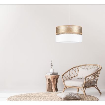 Lustra uz auklas LIMA 1xE27/60W/230V balta/zelta