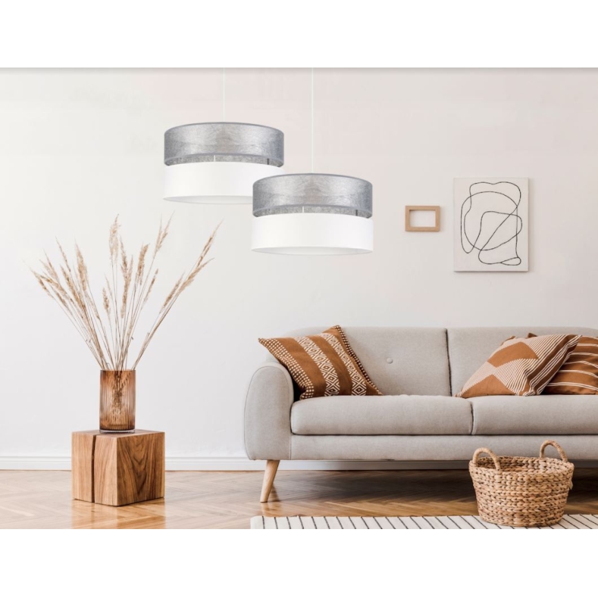 Lustra uz auklas LIMA 1xE27/60W/230V sudraba/balta