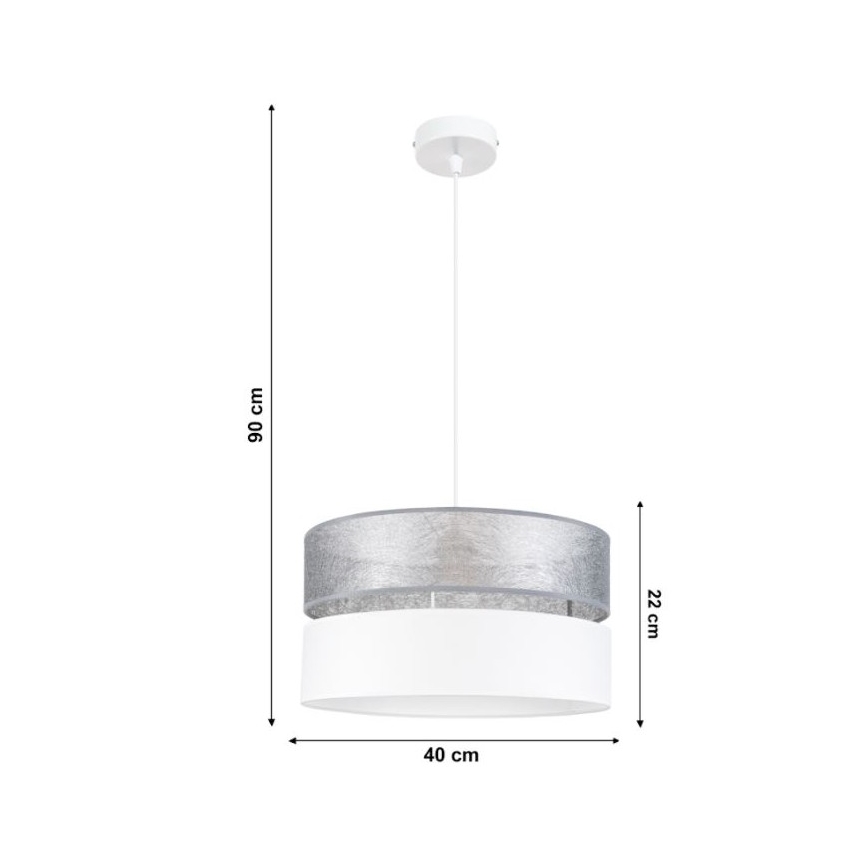 Lustra uz auklas LIMA 1xE27/60W/230V sudraba/balta