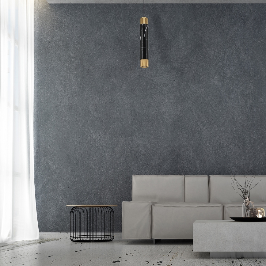 Lustra uz auklas MARBLE 1xGU10/8W/230V melna/zelts