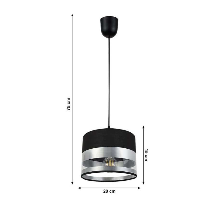Lustra uz auklas MILO 1xE27/60W/230V sudraba/melna