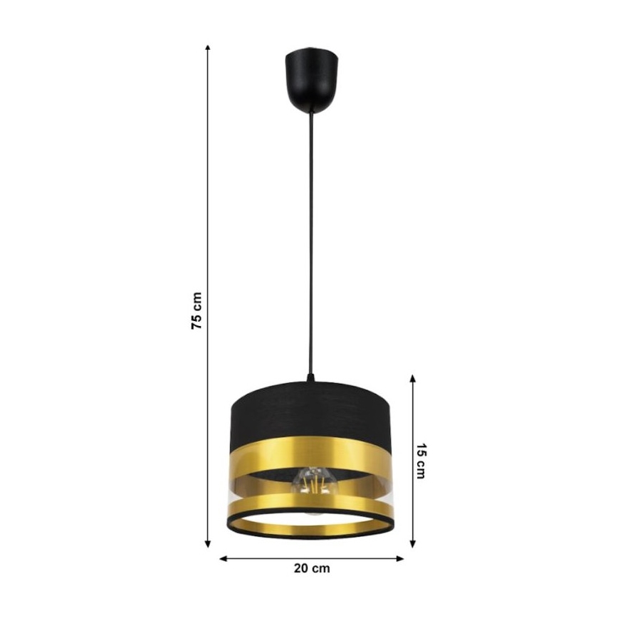 Lustra uz auklas MILO 1xE27/60W/230V zelta/melna