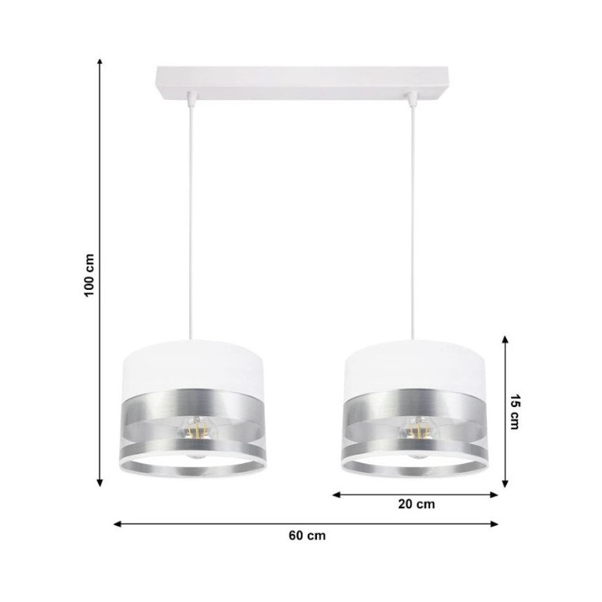 Lustra uz auklas MILO 2xE27/60W/230V sudraba