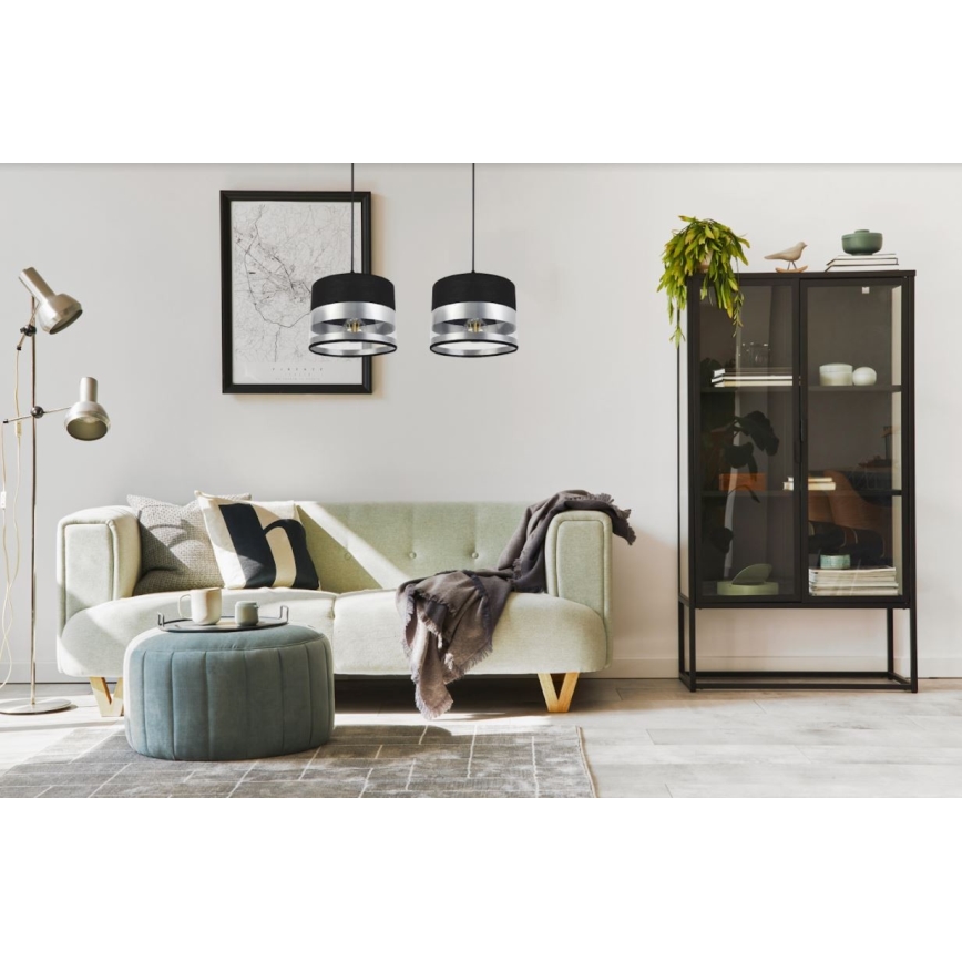 Lustra uz auklas MILO 2xE27/60W/230V sudraba/melna