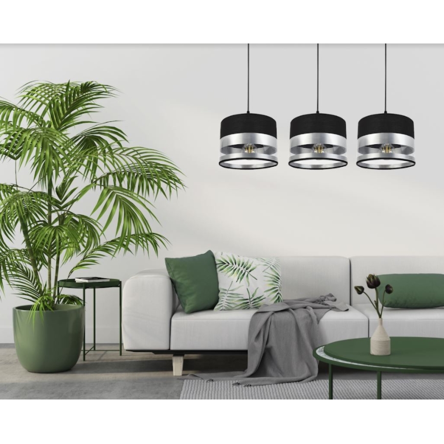 Lustra uz auklas MILO 3xE27/60W/230V sudraba/melna