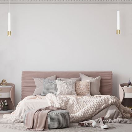 Lustra uz auklas NEST 1xGU10/8W/230V balta/zelta