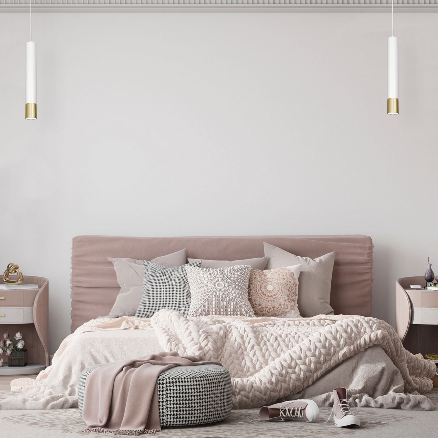 Lustra uz auklas NEST 1xGU10/8W/230V balta/zelta