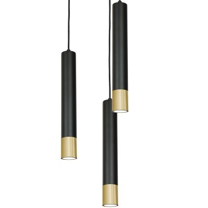 Lustra uz auklas NEST 3xGU10/8W/230V melna/zelta apaļa