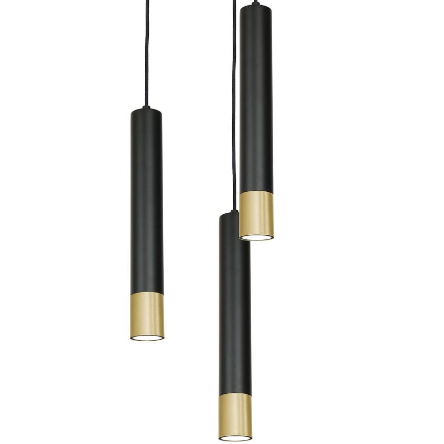 Lustra uz auklas NEST 3xGU10/8W/230V melna/zelta apaļa