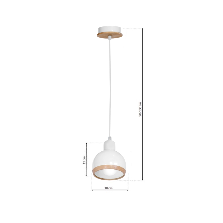 Lustra uz auklas OVAL 1xE27/60W/230V balta