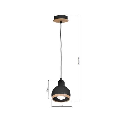 Lustra uz auklas OVAL 1xE27/60W/230V melna