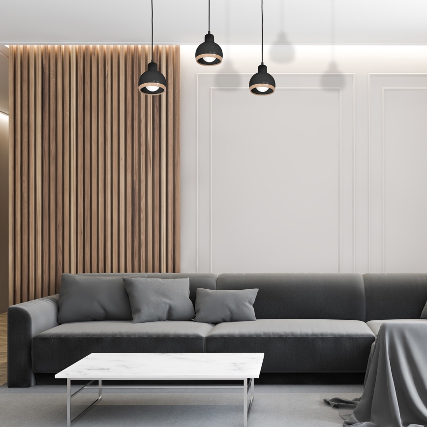 Lustra uz auklas OVAL 3xE27/60W/230V melna