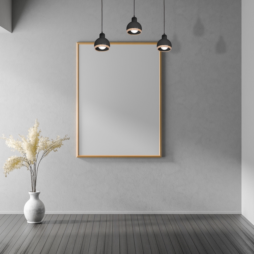 Lustra uz auklas OVAL 3xE27/60W/230V melna