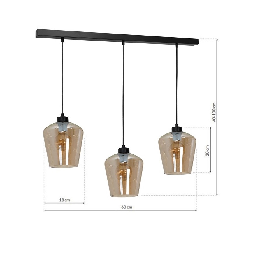 Lustra uz auklas SANTIAGO 3xE27/60W/230V brūna