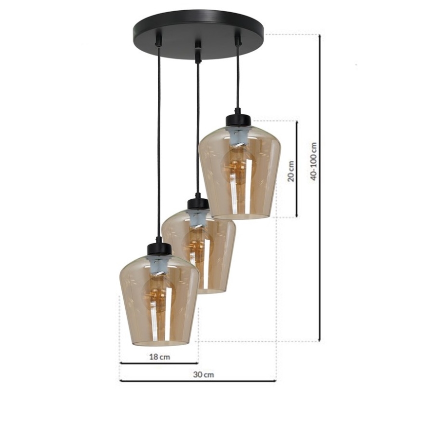 Lustra uz auklas SANTIAGO 3xE27/60W/230V brūna