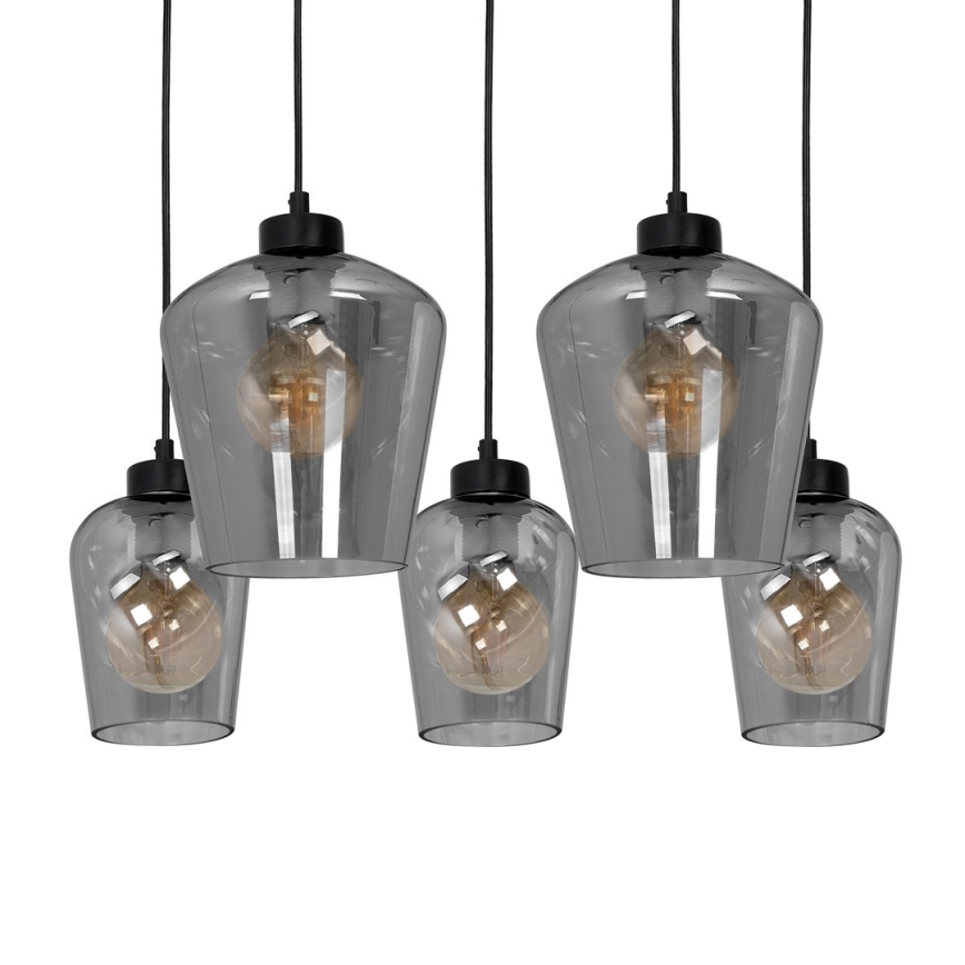 Lustra uz auklas SANTIAGO 5xE27/60W/230V melna