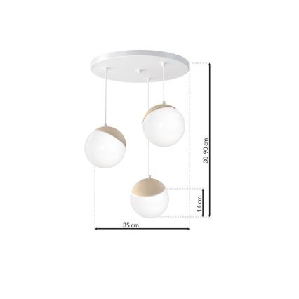 Lustra uz auklas SFERA WOOD 3xE14/40W/230V