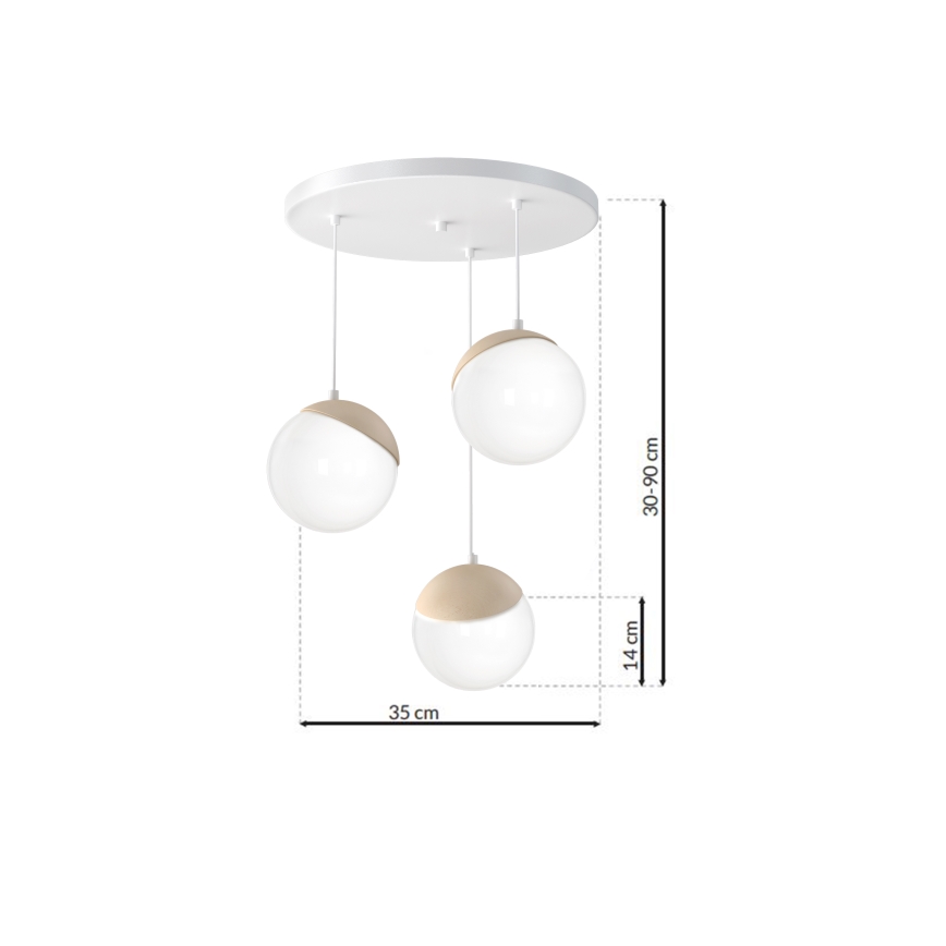 Lustra uz auklas SFERA WOOD 3xE14/40W/230V