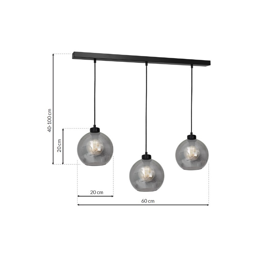 Lustra uz auklas SOFIA 3xE27/60W/230V melna