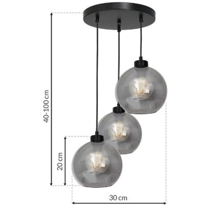Lustra uz auklas SOFIA 3xE27/60W/230V melna
