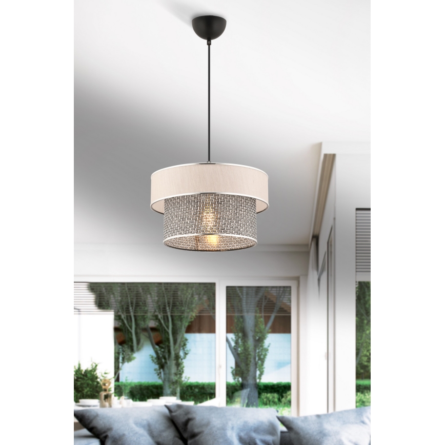 Lustra uz kabeļa ERO 1xE27/60W/230V krēmkrāsaina/pelēka