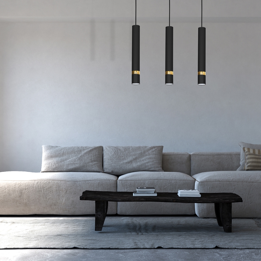 Lustra uz kabeļa JOKER 3xGU10/25W/230V melna/zelta