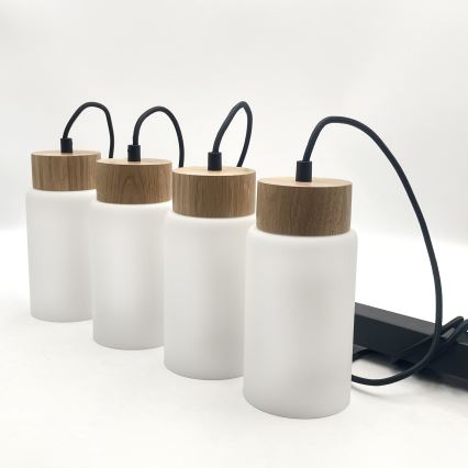 Lustra uz kabeļa MARKUS 4xE27/15W/230V melna/ozols