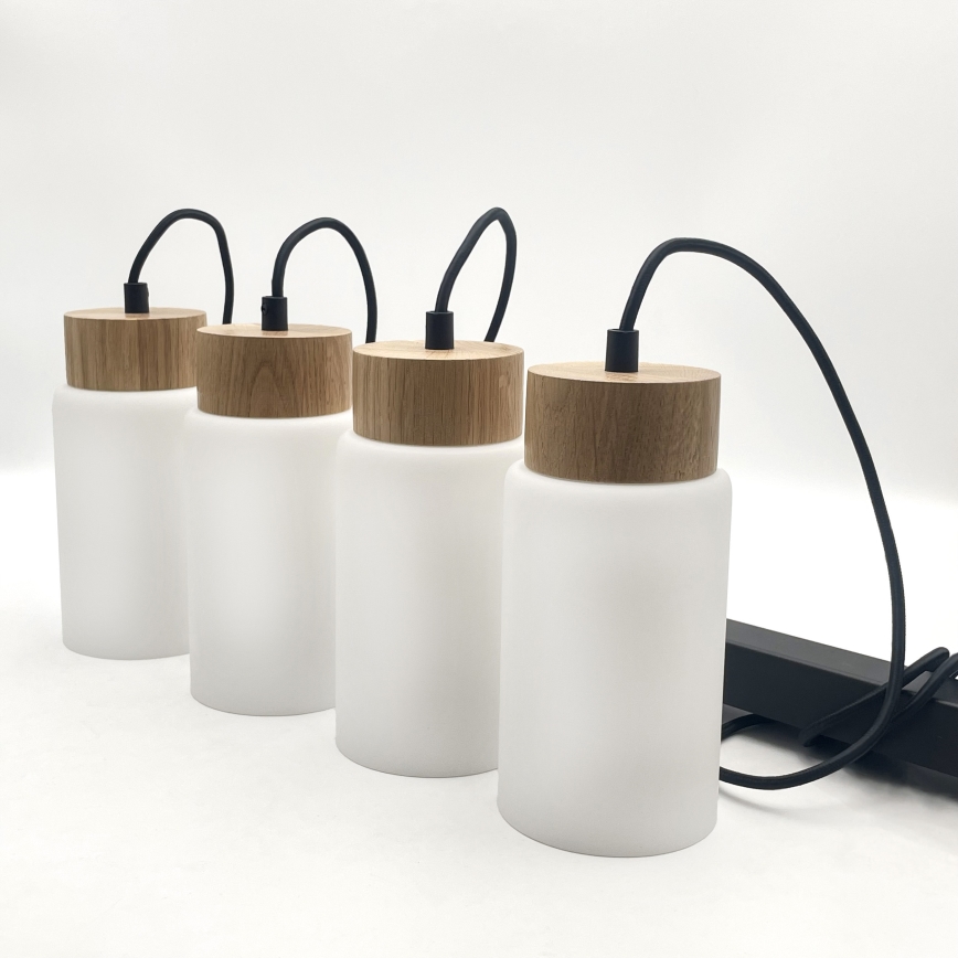 Lustra uz kabeļa MARKUS 4xE27/15W/230V melna/ozols