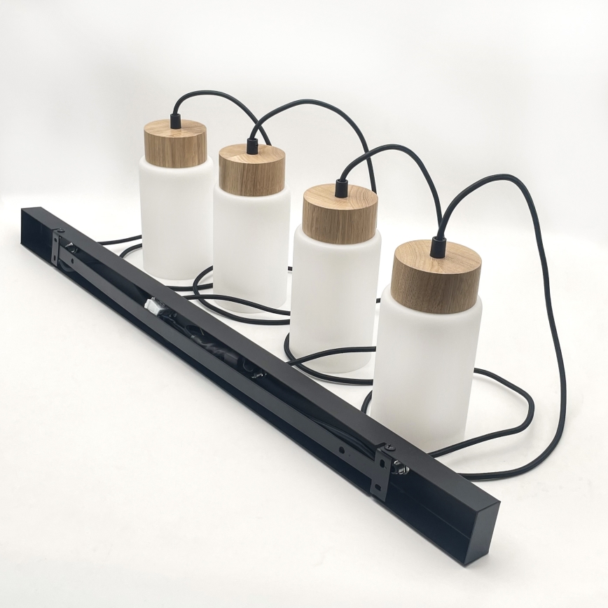 Lustra uz kabeļa MARKUS 4xE27/15W/230V melna/ozols