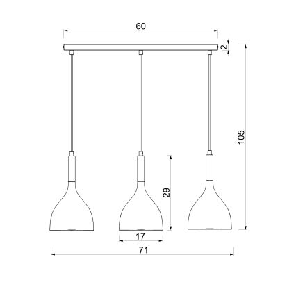 Lustra uz kabeļa NOAK 3xE27/15W/230V vīnsarkana