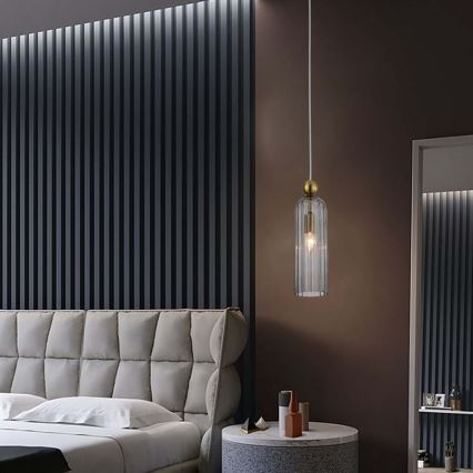 Lustra uz kabeļa PIEGA 1xE14/40W/230V misiņš/dūmakaini melna