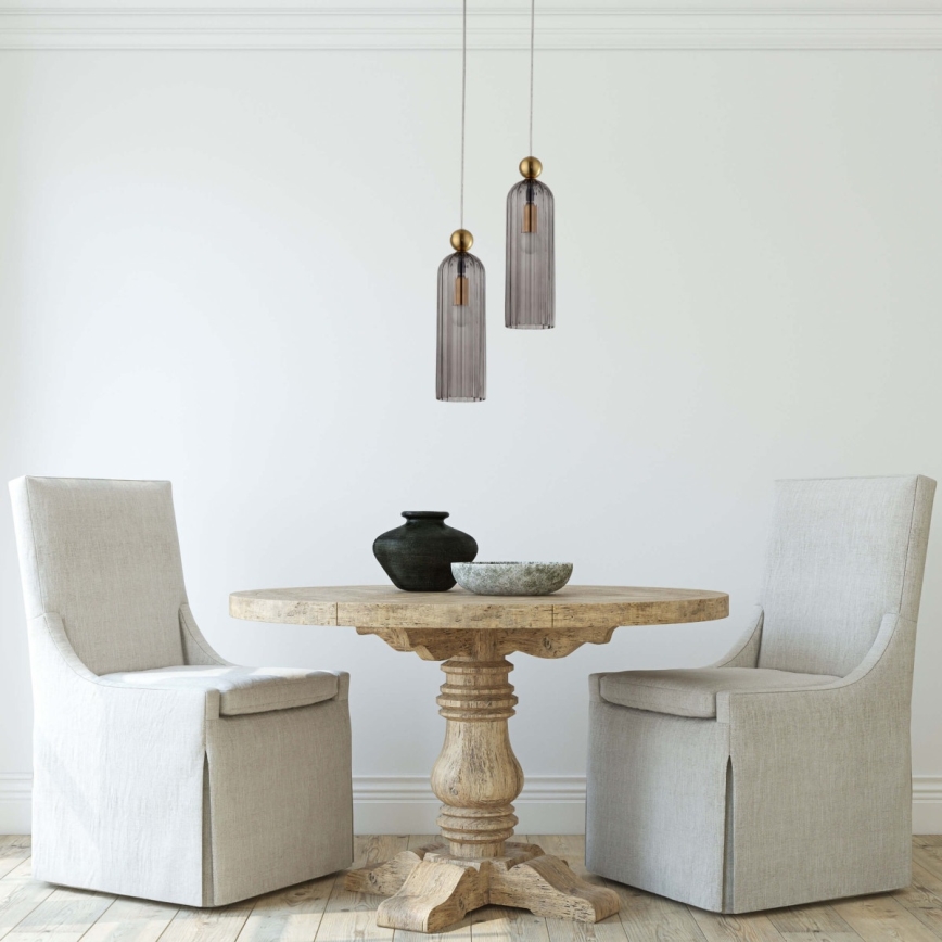 Lustra uz kabeļa PIEGA 1xE14/40W/230V misiņš/dūmakaini melna