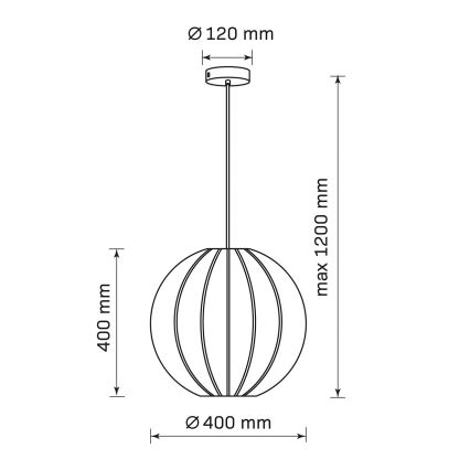 Lustra uz kabeļa SENSAI 1xE27/20W/230V Ø 40 cm bēša