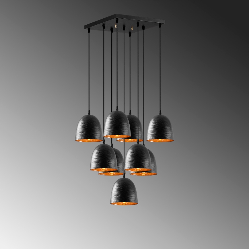 Lustra uz kabeļa TATTOO 9xE27/40W/230V melna