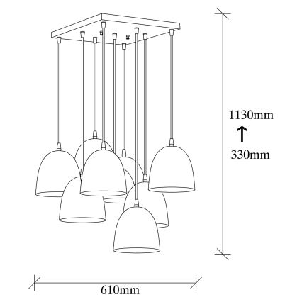 Lustra uz kabeļa TATTOO 9xE27/40W/230V melna
