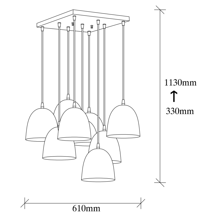 Lustra uz kabeļa TATTOO 9xE27/40W/230V melna