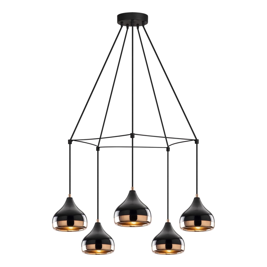 Lustra uz kabeļa YILDO 5xE27/40W/230V melna/varškrāsas