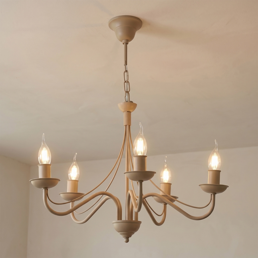 Lustra uz ķēdes ANTON 5xE14/60W/230V bēša