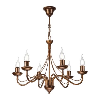 Lustra uz ķēdes ANTON 6xE14/60W/230V bronzas krāsā