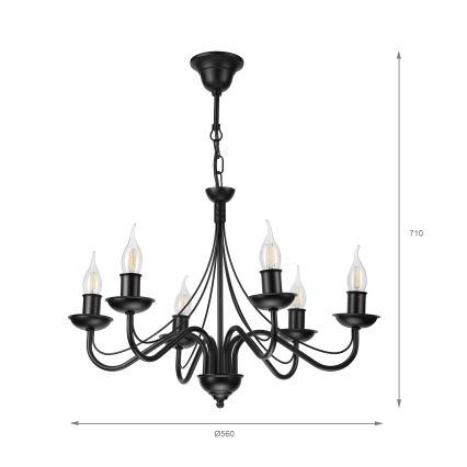 Lustra uz ķēdes ANTON 6xE14/60W/230V melna