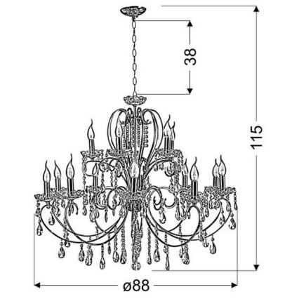 Lustra uz ķēdes AURORA 15xE14/40W/230V