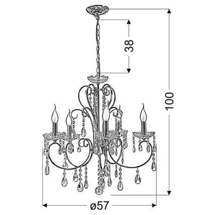 Lustra uz ķēdes AURORA 5xE14/40W/230V