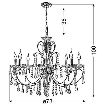 Lustra uz ķēdes AURORA 8xE14/40W/230V