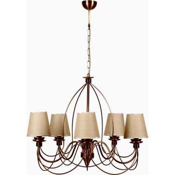 Lustra uz ķēdes CLASSIC 5xE14/40W/230V bronzas/bēšas