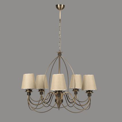 Lustra uz ķēdes CLASSIC 5xE14/40W/230V bronzas/bēšas