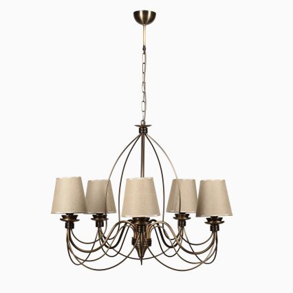 Lustra uz ķēdes CLASSIC 5xE14/40W/230V bronzas/bēšas